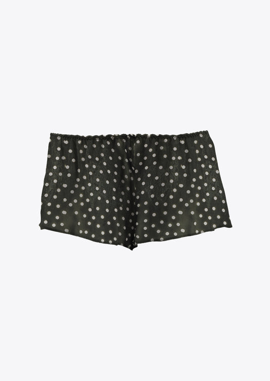 Black and white polka dot silk french knicker shorts