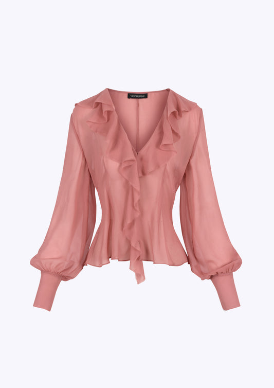 Kira - The Dusky Pink Ruffle Blouse